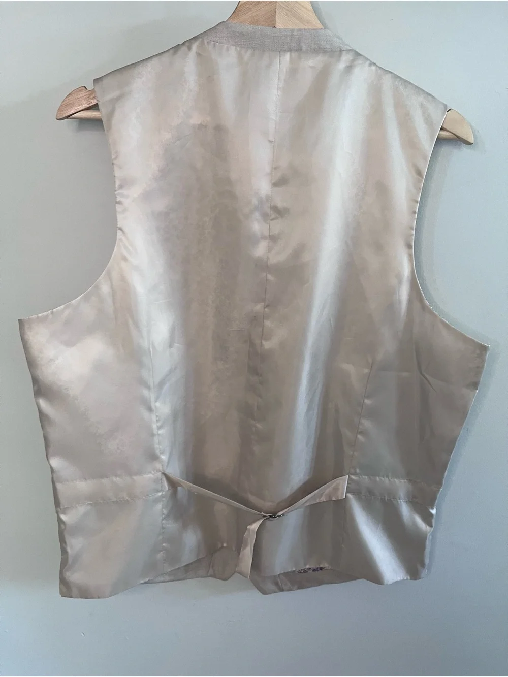 Egara Men Skinny Fit Stretch‎ Suit Vest Tan Floral Lining Size L Waistcoat